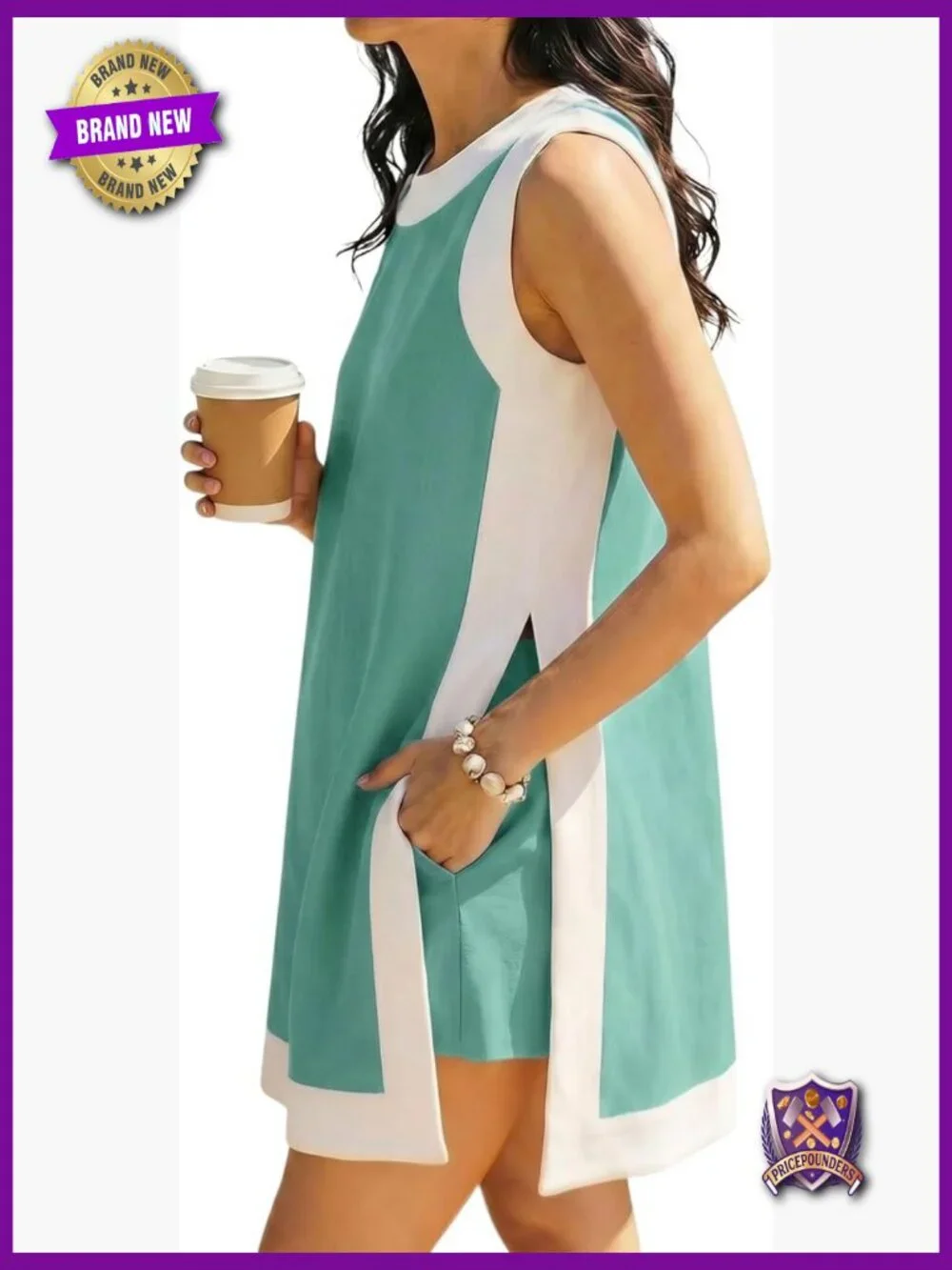 2 Piece Lounge Set Matching Shorts with Pockets Sleeveless Top
